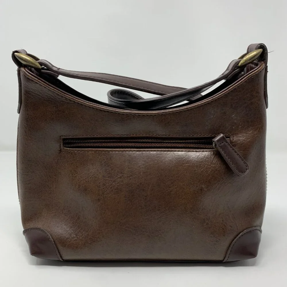 Vintage Leather Shoulder Bag Women‎ Brown Hobo Purse Zip Pocket